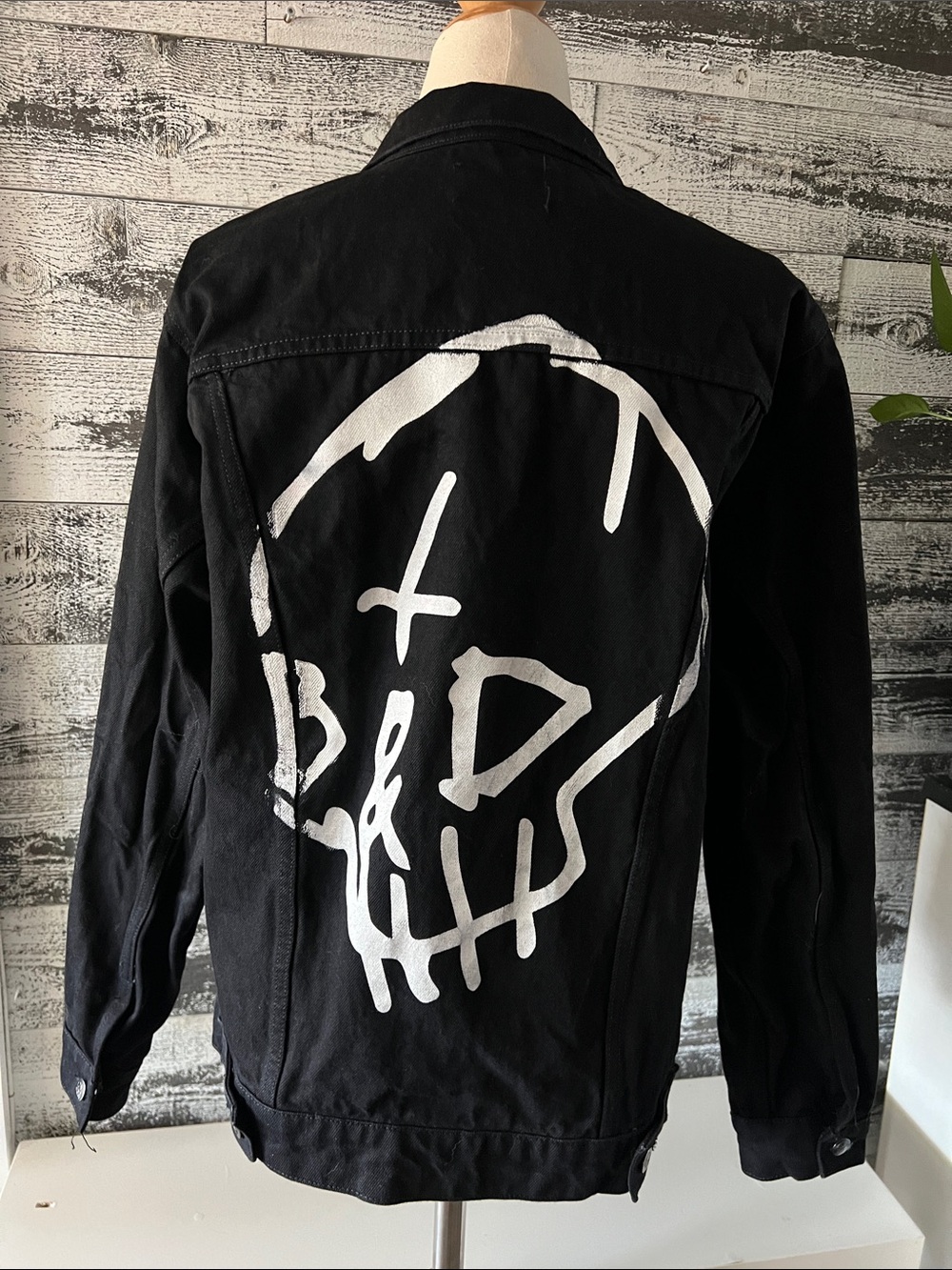 G-Eazy Brand Black Graphic Skull Denim Jacket - Men